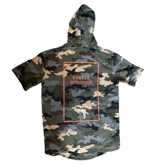 Five by Five Hoodie Camouflage Short Sleeve Hustle Stacks Drawstring Men Medium - Picture 3 of 7